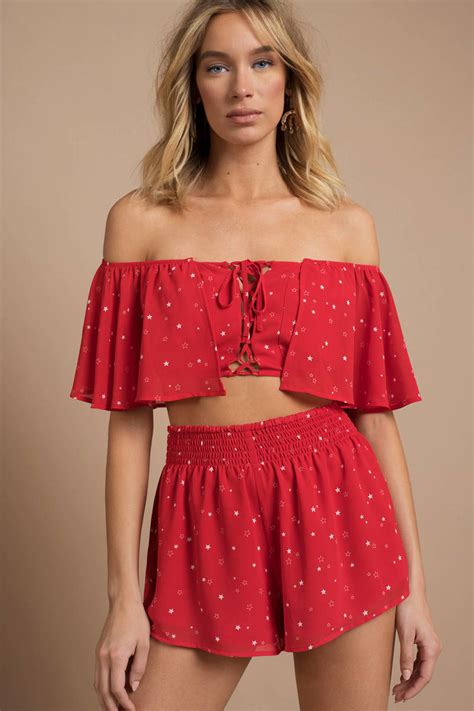 Whitney Front Lace Up Crop Top In Red Multi 12 Tobi Us Free Nude Porn