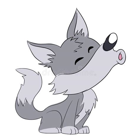 Cute Little Howling Wolf Stock Illustration Illustration