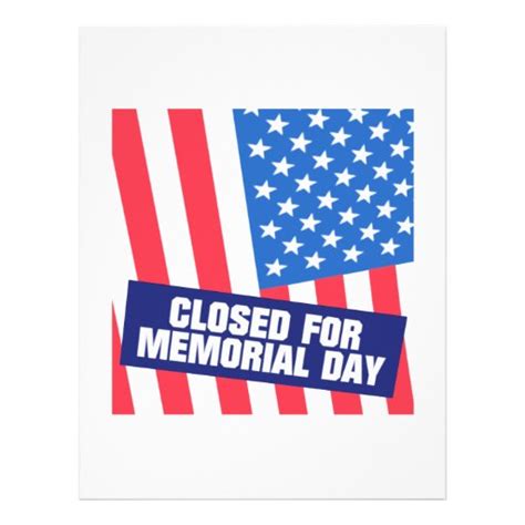 Closed For Memorial Day 85 X 11 Flyer Zazzle