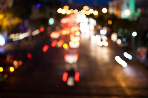 Premium Photo Blurry Background Bokeh Of Traffic With Night Light