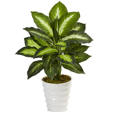 Nearly Natural Indoor Dieffenbachia Artificial Plant In Swirl Planter