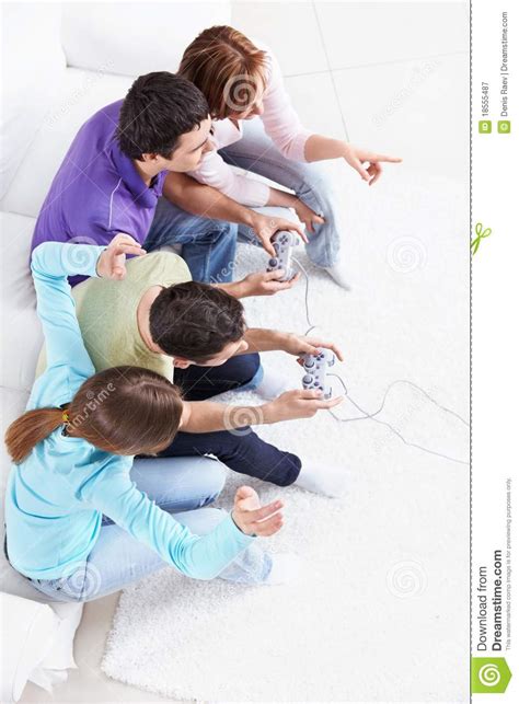 Gamers Stock Image Image Of Group Lifestyle Four Male 18555487