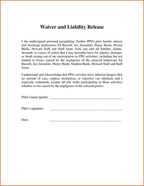 Release Of Liability Letter Template Examples Letter Cover Templates