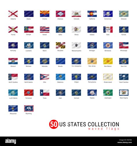50 États Des États Unis Les Drapeaux Officiels De Tous Les 50 États