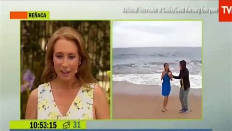 Hilarious Moment Tv Presenter Left Red Faced After Losing Her Bikini Top During Live Broadcast