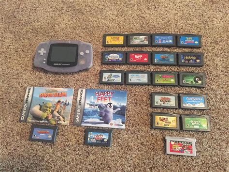 Nintendo Gameboy Advance Glacier Console And Game Lot 18 Games1 Gba