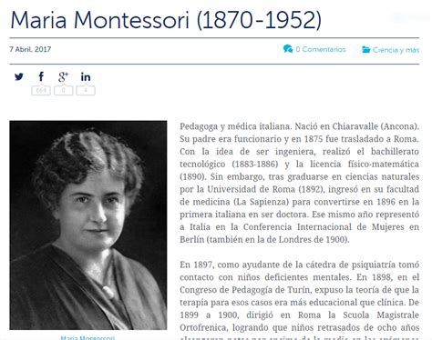 MarÍa Montessori 1870 1952 Coeduca Convivencia
