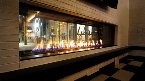Modern Commercial Frameless Front And See Through Fireplace Linear