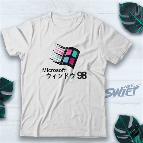 Microsoft Windows 98 Vaporwave T Shirt Kaos Microsoft Windows 98
