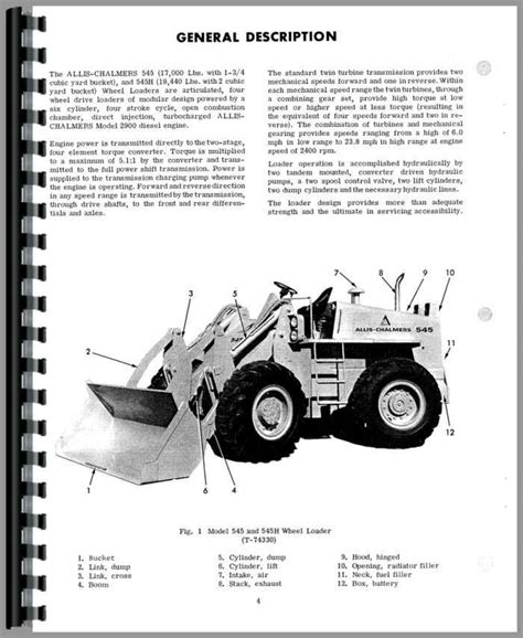 Allis Chalmers 545 Front End Loader Operators Manual