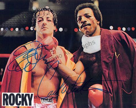 Sylvester Stallone Carl Weathers Autograph Photo In Rocky Tamino