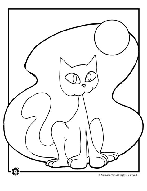 Another kitten, which is happily sleeping in a mug a complex coloring page of a cat consisting of many elements cat with pumpkins of halloween Cat & Moon Halloween Coloring Page | Woo! Jr. Kids Activities