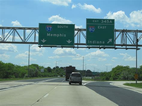 Illinois Interstate 57 Southbound Cross Country Roads