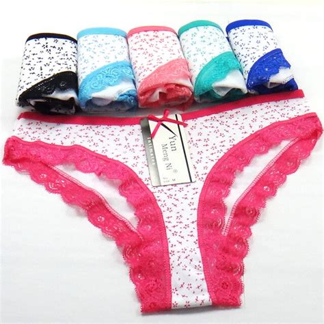 Yun Meng Ni Underwear Girl Lace Printing Bow Tie Fashion Pattern Underwear Sexy Cotton Lovely
