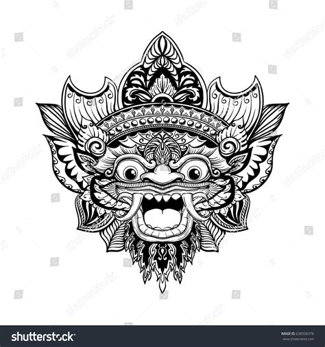 Traditional Ritual Balinese Mask Vector Outline Vector C S N Mi N