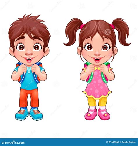 Funny Young Boy And Girl Students Stock Vector Image 61696566