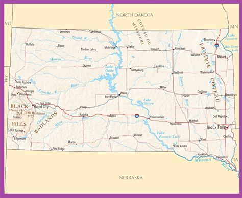 South Dakota Printable Map They Come With All County Labels