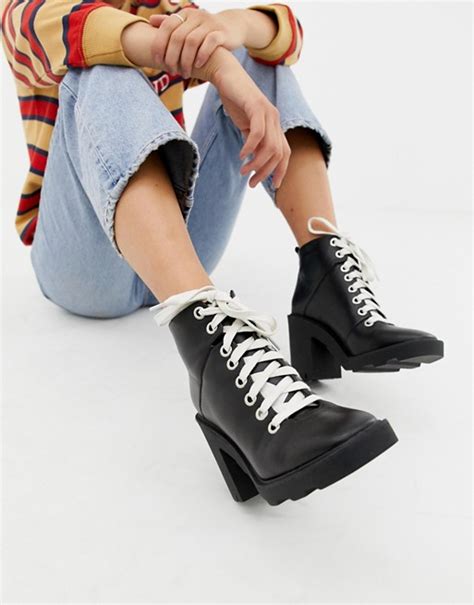 asos design enola leather chunky hiker boots asos
