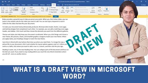 What Is A Draft View In Microsoft Word Youtube