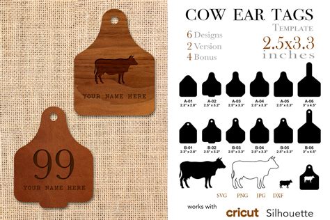 16 Cow Ear Tags Template Svg Png Graphic By Paperboxshop · Creative Fabrica