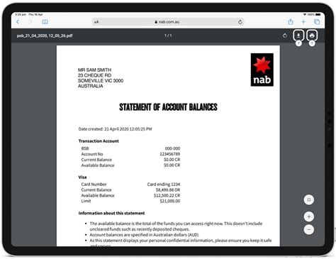How To Download A Proof Of Balance Statement Help Guide Nab