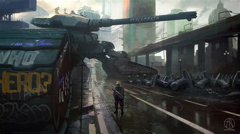 Artwork Concept Art Futuristic Science Fiction Tank City Weapon
