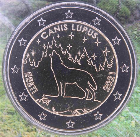 Estonia 2 Euro Coin Estonian National Animal Canis Lupus The Wolf