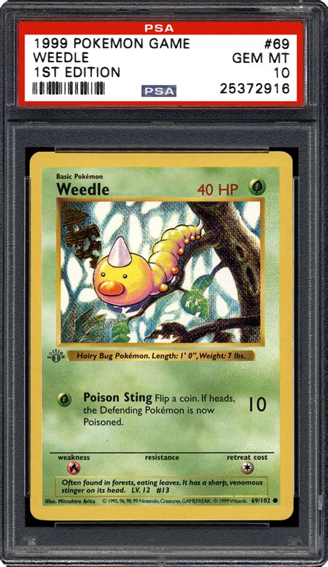 Rookie cards, autographs and more. 1999 Nintendo Pokemon Game Weedle (1st Edition) | PSA ...