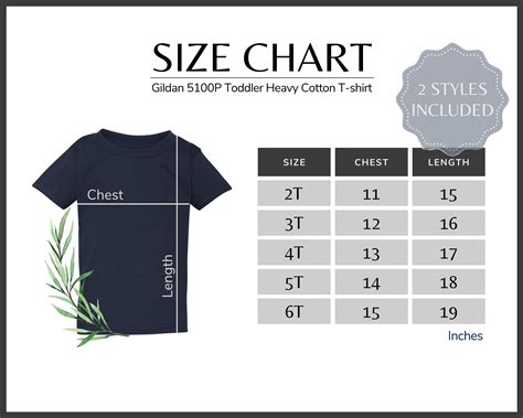 Gildan 5100P Size Chart Gildan G510P Toddler T-Shirt Size | Etsy