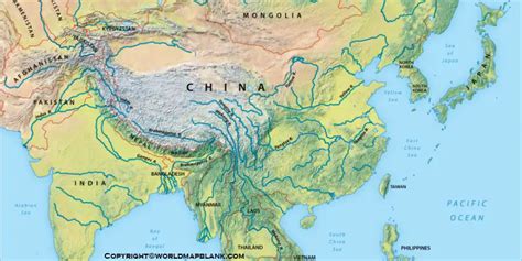 Printable Asia Rivers Map World Map Blank And Printable