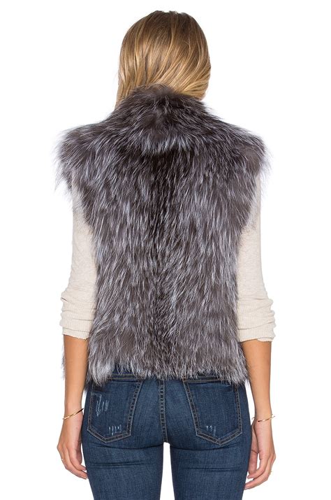 Lyst June Knitted Fox Fur Vest In Gray