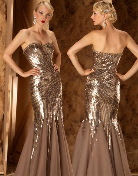 Glittery Mermaid Evening Dresses Old Hollywood Prom Hollywood