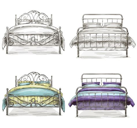 Premium Vector Set Of Beds Drawing Sketch Style Vector Image