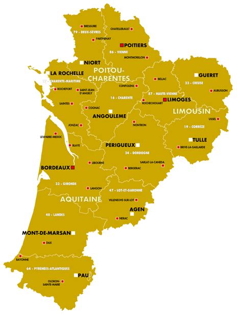 Carte De La Nouvelle Aquitaine Nouvelle Aquitaine Cartes Des Villes