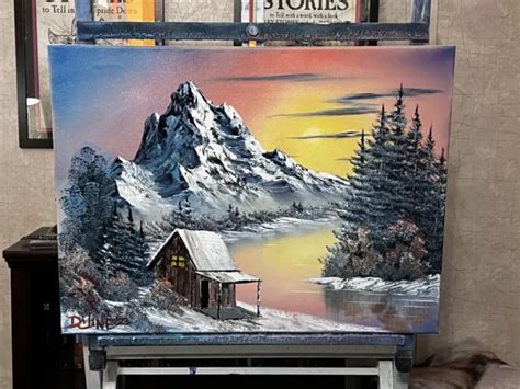 Original Oil Painting 18x24 “mountainside Cabin” Artlandscape Bob