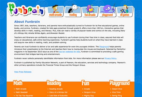 Funbrain Created For Kids Ages Preschool Through Grade 8 Offers More