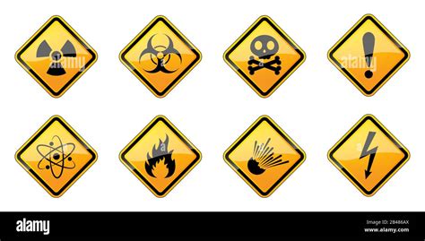 Set Of Danger Symbols Vector Set Of Safety Signs Set Of Yellow