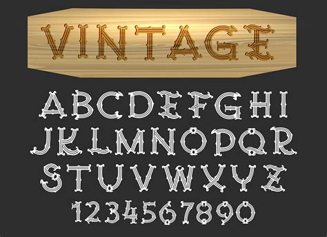 Hand Drawn Vintage Font In Wood Cut Style By Olena1983 Thehungryjpeg