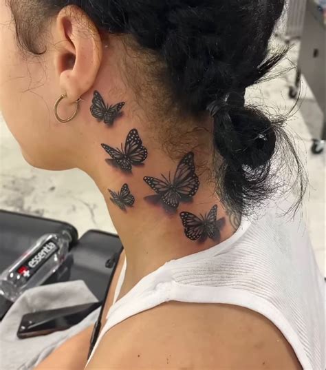 Butterfly Tattoos On Side Of Neck