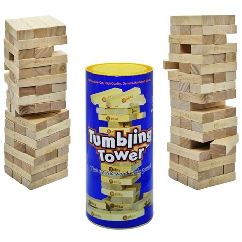 Natural Wood Tumbling Tower 54 Wooden Block Classic Wooden Block Game