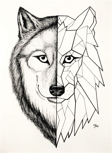 Graphic Wolf ♡ Geometric Wolf Sketches Wolf Drawing