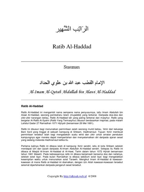 Kami akan membahas sedikit mengenai sejarah pengarang ratib al haddad / ratibul. Ratib Al-Haddad