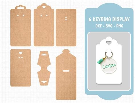 Keychain Display Cards Template SVG Packaging With Business Card Slot