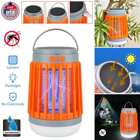 Solar Bug Zapper Led Camping Lantern Portable Waterproof Mosquito