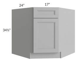 Instead of wasted corner counter space, this kitchen cabinet design features an extra drawer for utensils. Charlotte Grey 36" Diagonal Corner Sink Base Cabinet