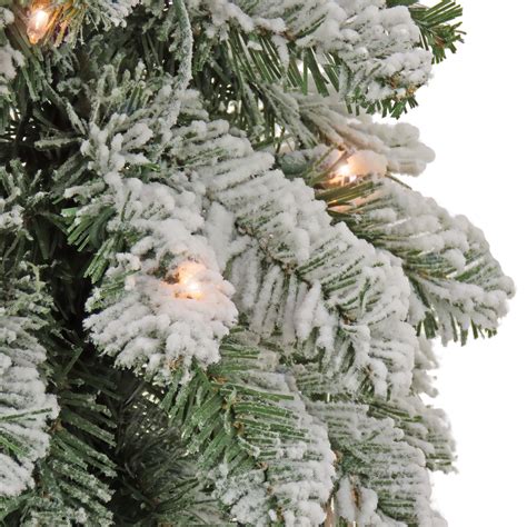 3ft Pre Lit Artificial Snowy Downswept Forest Tree Clear Lights In