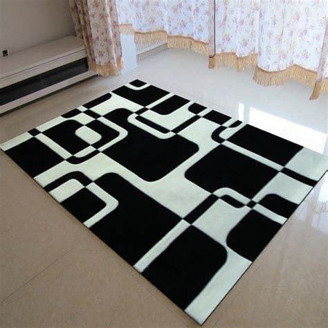 Classical Black And White Carpet Manual Acrylic Living Room Bedroom