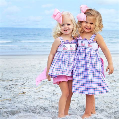 Whale Smocked Bow Back Dress Pink And Blue Plaid Seersucker Smocked
