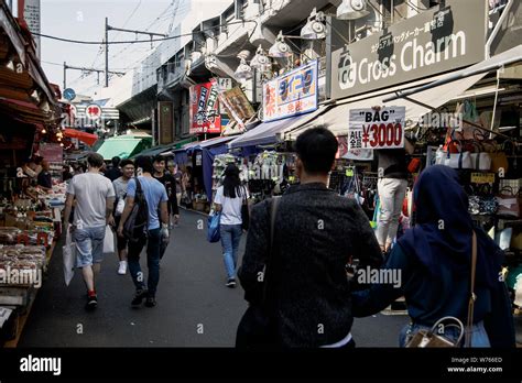 August 4 2019 Tokyo Japan People Seen Shopping At The Ameya Yokocho