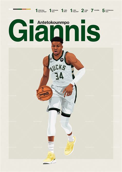 Giannis Antetokounmpo Poster Milwaukee Bucks Wall Art Nba Etsy In